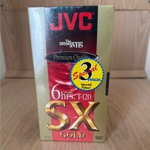 [NEW] Lot of 3 JVC T-120 SX Gold 120 Blank High Performance VHS Tapes 6 Hour Hr
